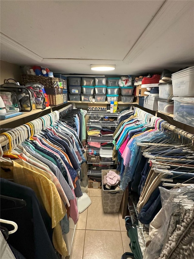 13707 Kendale Lakes Cir Unit 110, Miami, FL 33183 - spacious closet featuring attic access and tile patterned floors