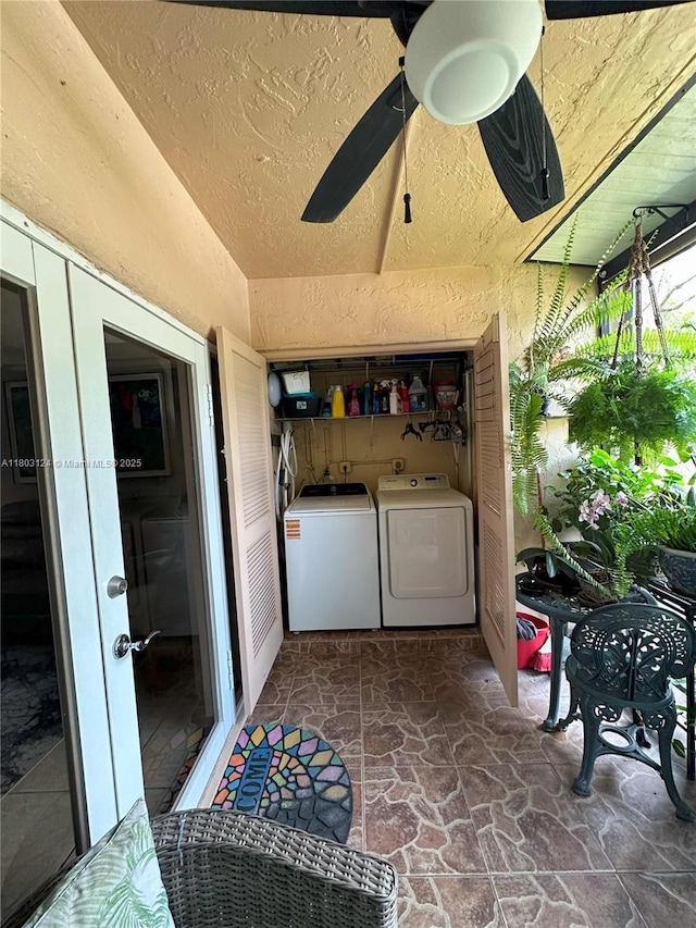 13707 Kendale Lakes Cir Unit 110, Miami, FL 33183 - view of patio / terrace with washer and clothes dryer and french doors