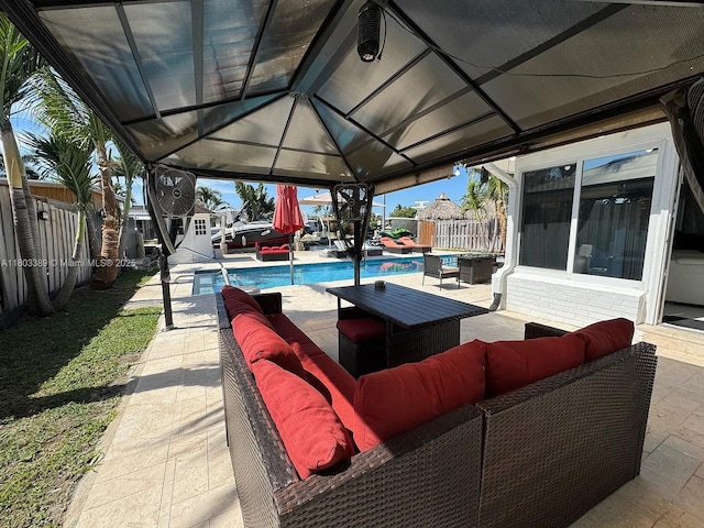 963 Nautilus Isle, Dania Beach, FL 33004 - view of patio with outdoor lounge area and a gazebo