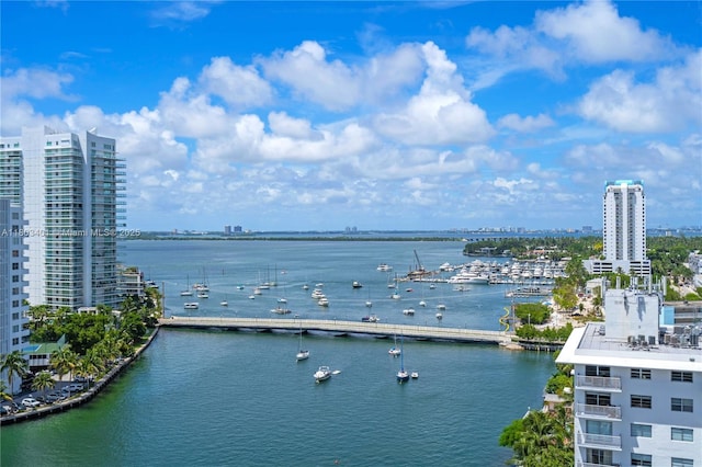 1445 16th St Unit Ph-4, Miami Beach, FL 33139 - water view featuring nearby urban area and a notable bridge