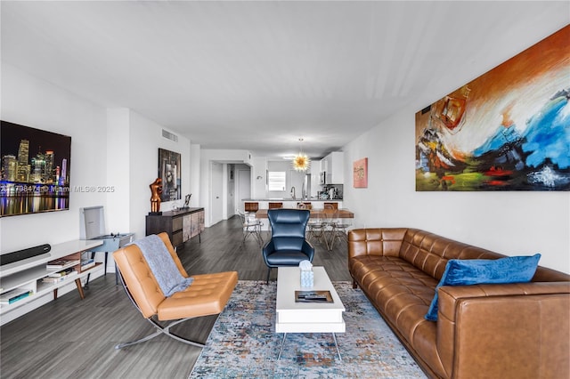 1780 NE 191st St Unit 501-2, Miami, FL 33179 - living room with dark wood-style floors