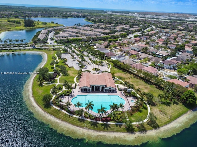 9153 SW 227th St Unit 3, Cutler Bay, FL 33190 - aerial view of property's location with a large body of water, a pool area, and nearby suburban area