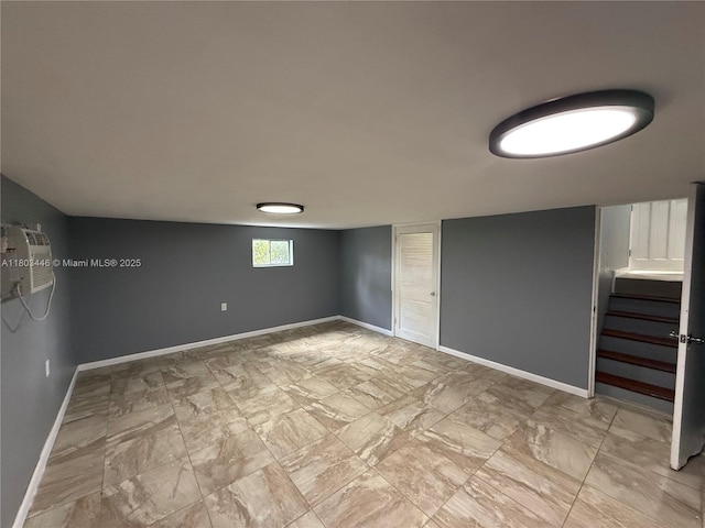 1345 NE 199th St, Miami, FL 33179 - empty room featuring baseboards, stairs, and a wall mounted AC