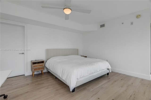 6620 Indian Creek Dr Unit 619, Miami Beach, FL 33141 - bedroom with light wood finished floors, baseboards, and ceiling fan