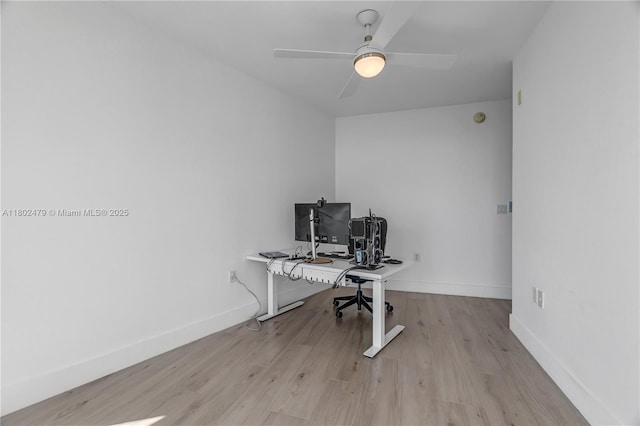 6620 Indian Creek Dr Unit 619, Miami Beach, FL 33141 - office space featuring light wood finished floors, baseboards, and a ceiling fan