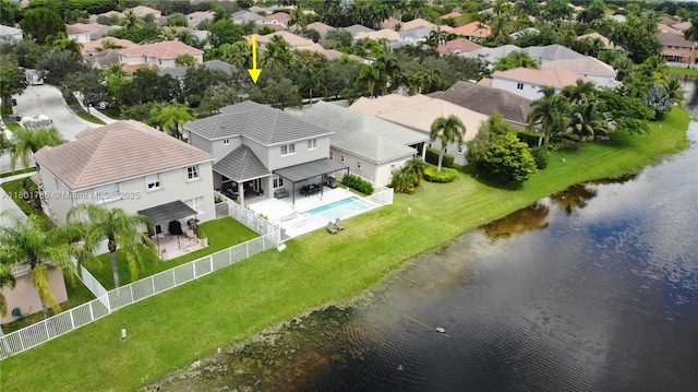 1192 Chinaberry Dr, Weston, FL 33327 - aerial view of residential area with a pool area and a nearby body of water