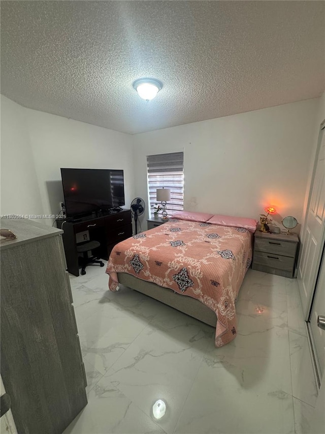 19321 NW 83rd Ave, Hialeah, FL 33015 - bedroom featuring light marble finish flooring, a textured ceiling, and an office area
