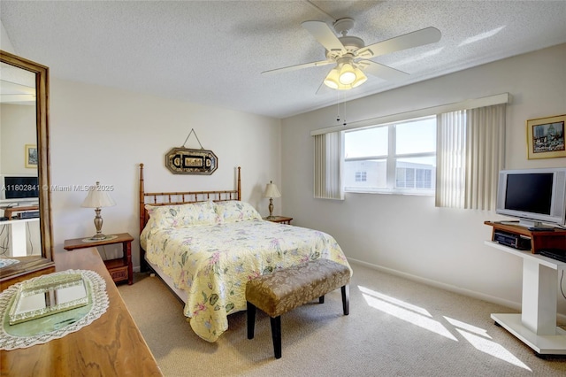 424 SE 10th St Unit 405, Dania Beach, FL 33004 - bedroom featuring a textured ceiling, carpet flooring, baseboards, and ceiling fan