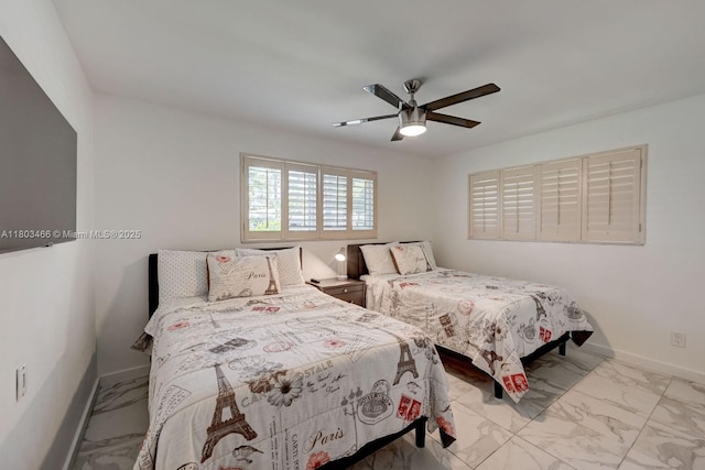 932 Polk St, Hollywood, FL 33019 - bedroom featuring marble finish flooring, baseboards, and a ceiling fan