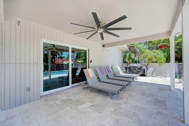932 Polk St, Hollywood, FL 33019 - view of patio / terrace with ceiling fan and a fenced backyard