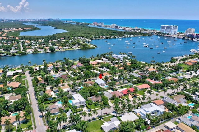 932 Polk St, Hollywood, FL 33019 - aerial view of property and surrounding area featuring a large body of water and nearby suburban area