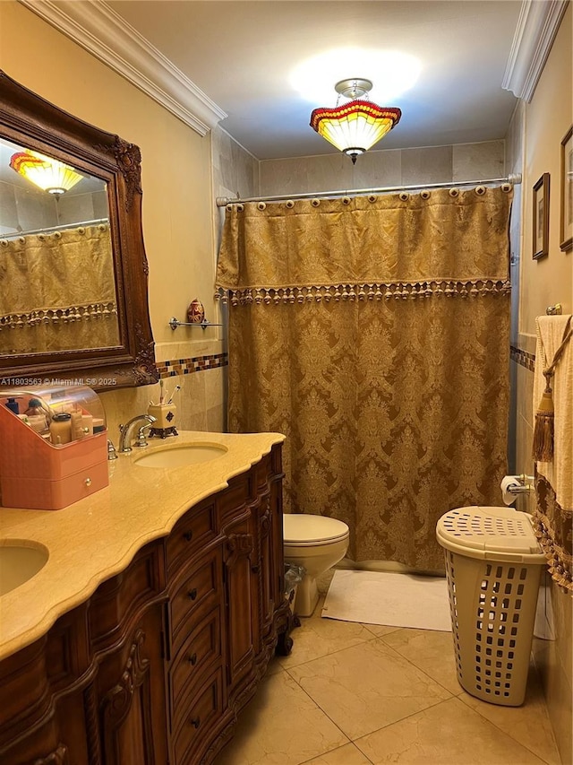 1900 SW 141st Ave, Miami, FL 33175 - full bathroom featuring ornamental molding, vanity, toilet, and curtained shower