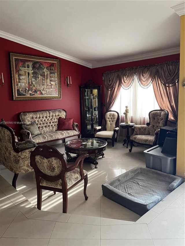 1900 SW 141st Ave, Miami, FL 33175 - sitting room featuring ornamental molding and tile patterned flooring