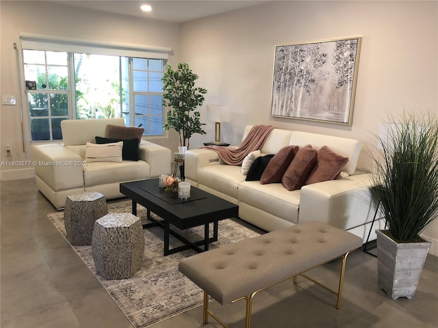 9224 Byron Ave, Surfside, FL 33154 - living area featuring recessed lighting and concrete floors