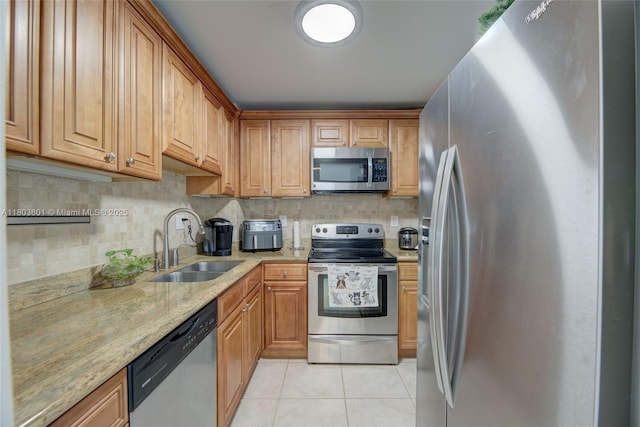 1625 SE 10th Ave Unit 607, Fort Lauderdale, FL 33316 - kitchen with appliances with stainless steel finishes, a sink, backsplash, and light tile patterned flooring