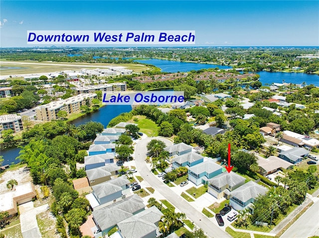 drone / aerial view of a nearby body of water