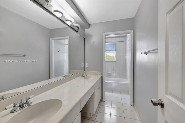 12339 NW 25th St, Coral Springs, FL 33065 - bathroom with tile patterned flooring, double vanity, baseboards, and shower / bath combination