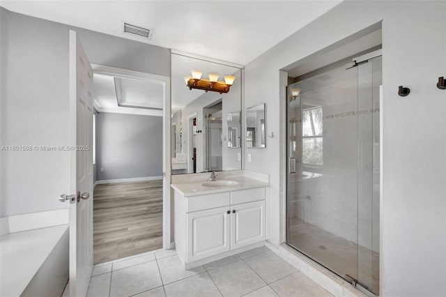12339 NW 25th St, Coral Springs, FL 33065 - full bath with a shower stall, vanity, and tile patterned floors