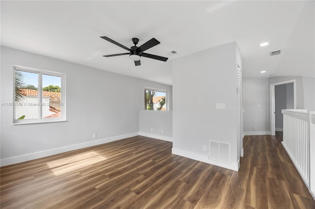 3835 Lombardy St, Hollywood, FL 33021 - empty room featuring plenty of natural light, baseboards, wood finished floors, ceiling fan, and recessed lighting