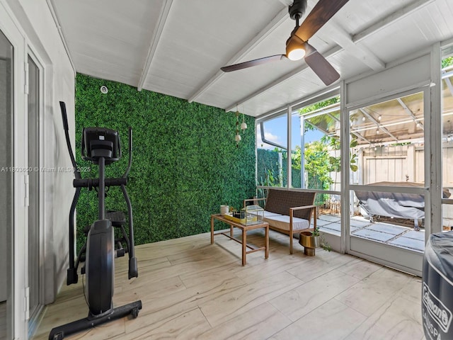 7165 W 13th Ave, Hialeah, FL 33014 - sunroom / solarium featuring a ceiling fan