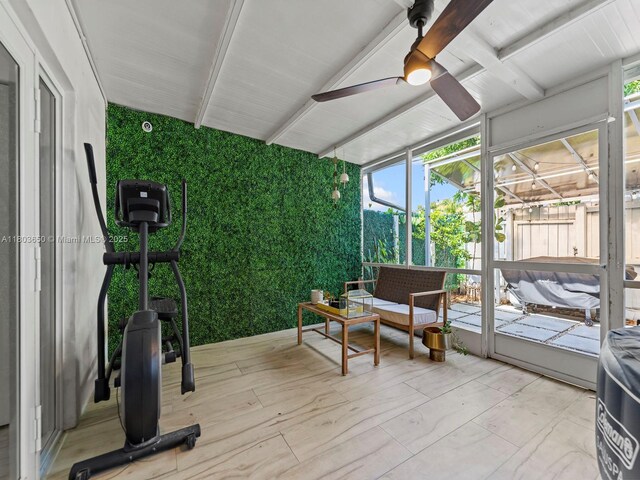 7165 W 13th Ave, Hialeah, FL 33014 - sunroom / solarium featuring a ceiling fan