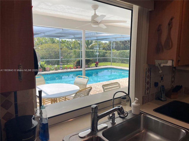 1101 SW 75th Ter, Plantation, FL 33317 - swimming pool featuring a sink and ceiling fan