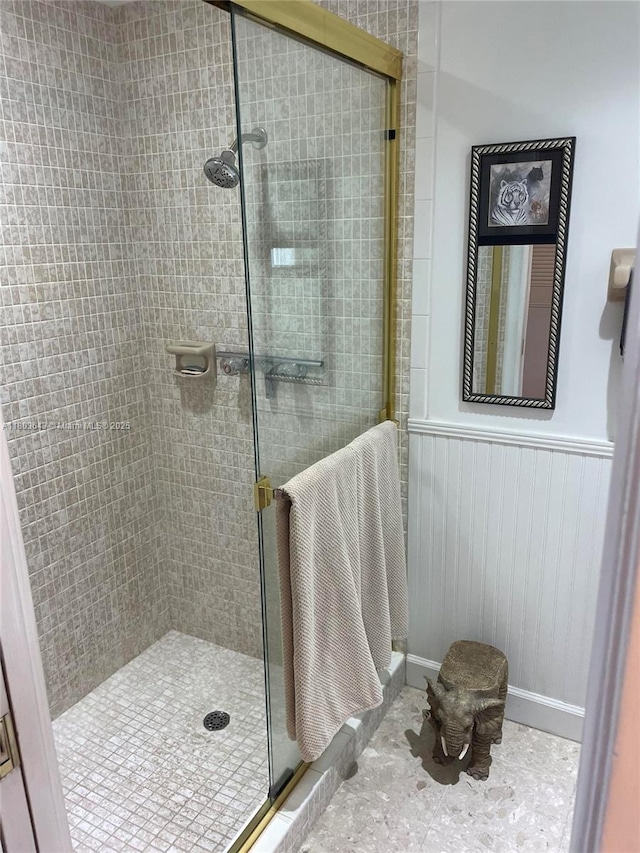 1101 SW 75th Ter, Plantation, FL 33317 - full bath with a stall shower, wainscoting, and baseboards