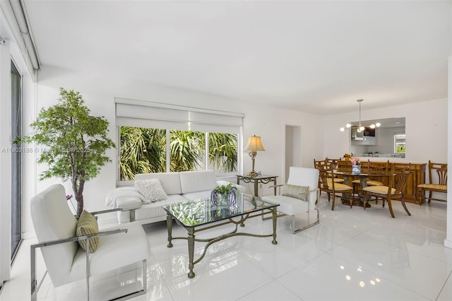 1 Harbour Way Unit 305, Bal Harbour, FL 33154 - living area featuring a chandelier
