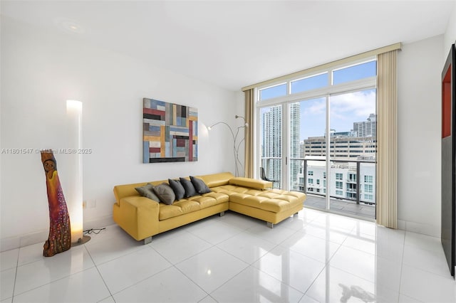 1155 Brickell Bay Dr Unit Ph204, Miami, FL 33131 - tiled living room with floor to ceiling windows and a view of city
