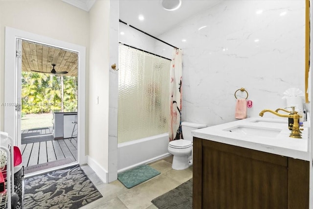 12667 N 79th Ct N, Loxahatchee, FL 33412 - bathroom with toilet, shower / bath combination with curtain, tile patterned floors, and vanity