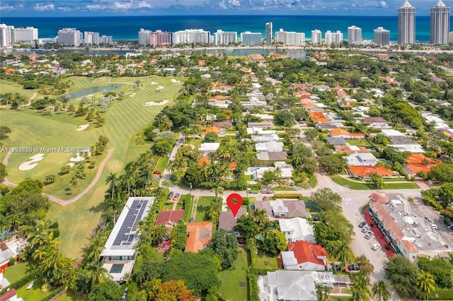 5120 Cherokee Ave, Miami Beach, FL 33140 - aerial view of property's location featuring a nearby body of water, a golf course, and nearby suburban area