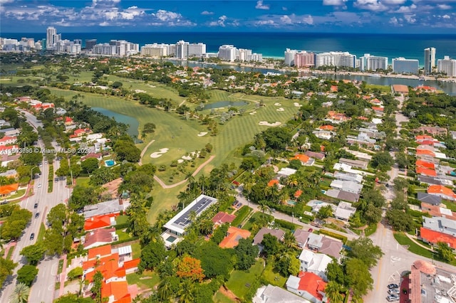 5120 Cherokee Ave, Miami Beach, FL 33140 - aerial view of property and surrounding area with a nearby body of water, a golf club, and nearby urban area