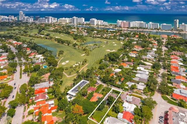 5120 Cherokee Ave, Miami Beach, FL 33140 - aerial view of property's location with a large body of water, a local golf course, nearby urban area, and property boundaries highlighted
