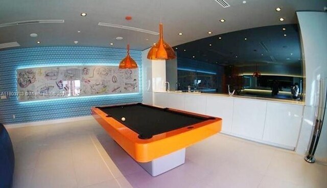 31 SE 6th St Unit 907, Miami, FL 33131 - playroom with tile patterned flooring and pool table