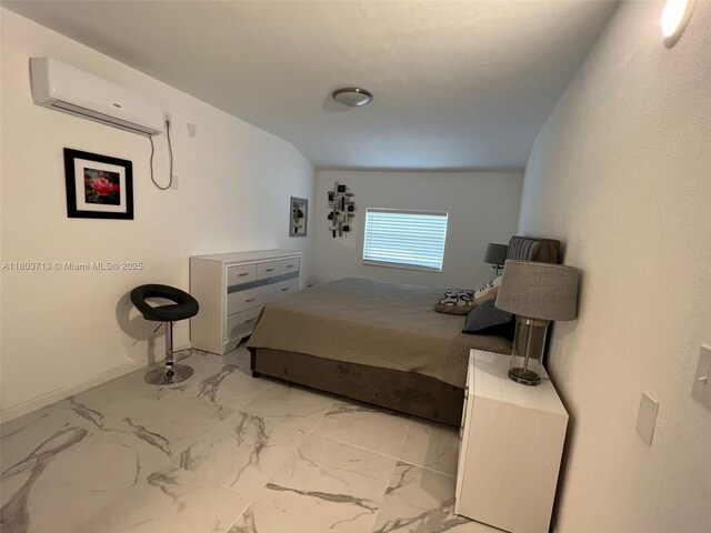 1472 NE 150th St, Miami, FL 33161 - bedroom with a wall mounted AC, marble look tile flooring, and baseboards