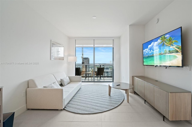 601 NE 1st Ave Unit 3504, Miami, FL 33132 - living room with expansive windows and light tile patterned floors