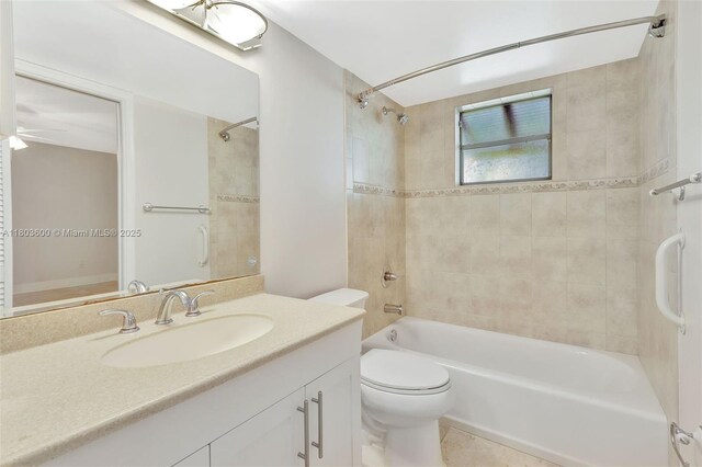 7915 SW 86th St Unit 705, Miami, FL 33143 - full bathroom featuring tub / shower combination, toilet, vanity, and a ceiling fan