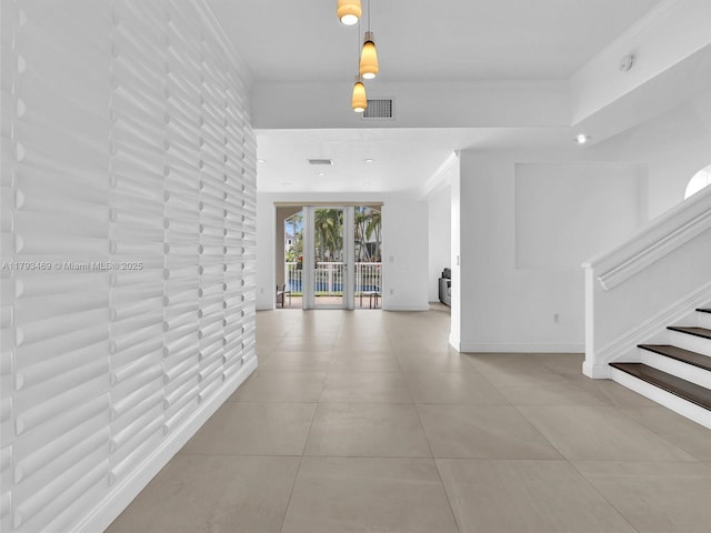 3144 NE 212th St, Aventura, FL 33180 - corridor with light tile patterned flooring, stairway, and crown molding