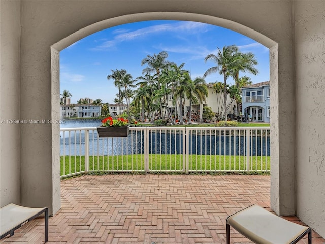 3144 NE 212th St, Aventura, FL 33180 - view of patio with a balcony, a water view, and a residential view