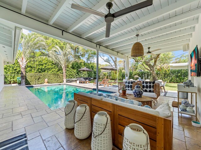 7945 SW 98th Ter, Miami, FL 33156 - view of patio / terrace with a ceiling fan and an outdoor hangout area
