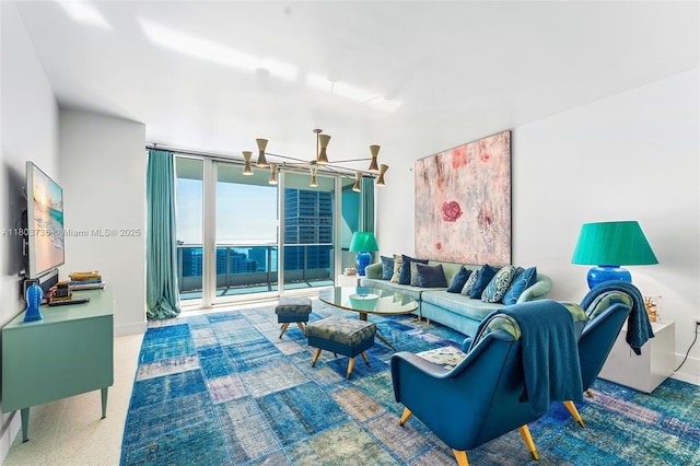 200 Biscayne Boulevard Way Unit 4005, Miami, FL 33131 - living room featuring a ceiling fan and baseboards