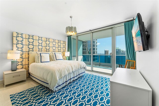 200 Biscayne Boulevard Way Unit 4005, Miami, FL 33131 - bedroom featuring access to outside and speckled floor