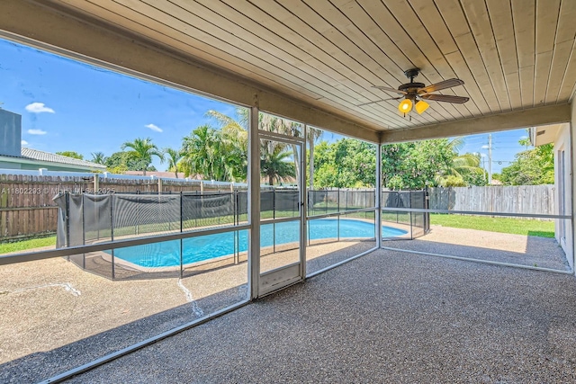 10950 NW 38th Ct, Coral Springs, FL 33065 - view of pool featuring a patio, a fenced backyard, and ceiling fan