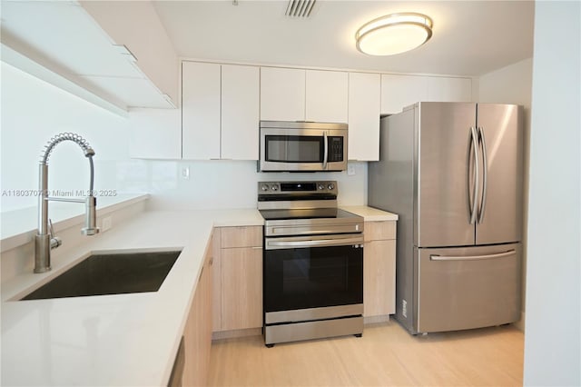 650 W Ave Unit 1404, Miami Beach, FL 33139 - kitchen with appliances with stainless steel finishes, a sink, modern cabinets, and light countertops