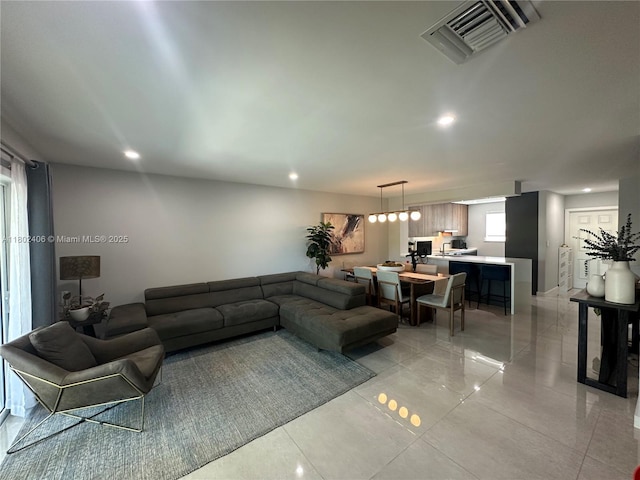8443 SW 137th Ave Unit 8443, Miami, FL 33183 - living room with recessed lighting and light tile patterned floors