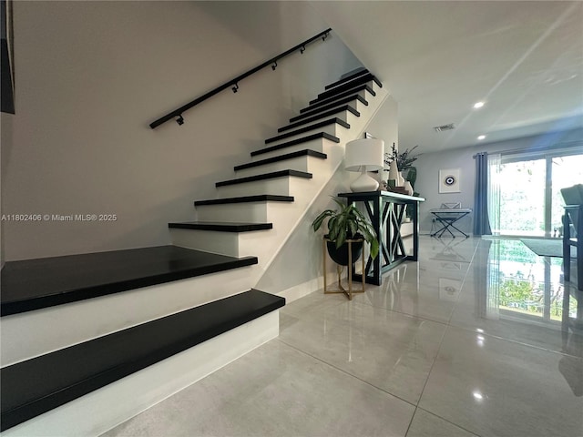 8443 SW 137th Ave Unit 8443, Miami, FL 33183 - stairway with baseboards and recessed lighting