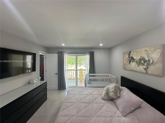 8443 SW 137th Ave Unit 8443, Miami, FL 33183 - bedroom featuring access to exterior, recessed lighting, and light tile patterned floors