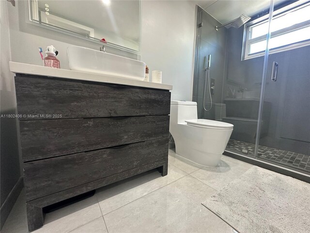 8443 SW 137th Ave Unit 8443, Miami, FL 33183 - full bathroom with vanity, a shower stall, toilet, and tile patterned floors