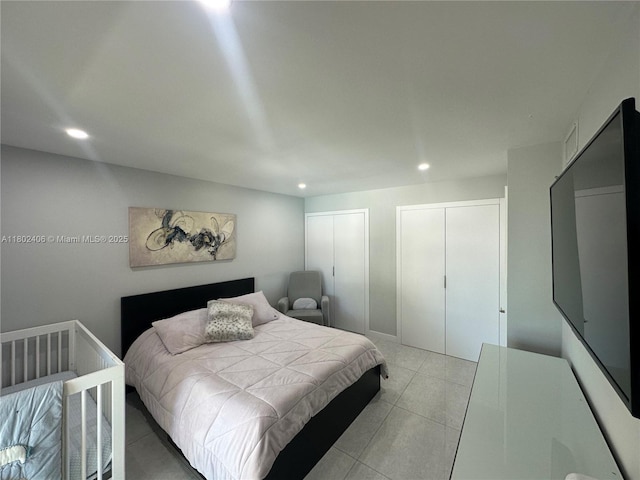 8443 SW 137th Ave Unit 8443, Miami, FL 33183 - bedroom featuring two closets, recessed lighting, and light tile patterned floors
