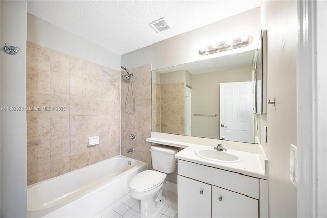 16421 SW 103rd Ter, Miami, FL 33196 - full bath featuring tile patterned flooring, toilet, shower / bath combination, vanity, and a textured ceiling